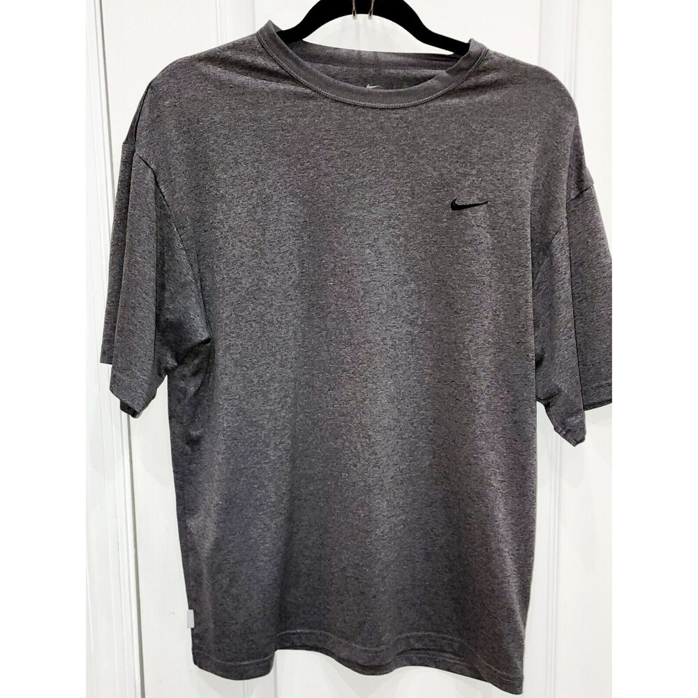 Men’s Nike Dri-Fit Logo Shirt Heather Gray Size Medium M Short Sleeve